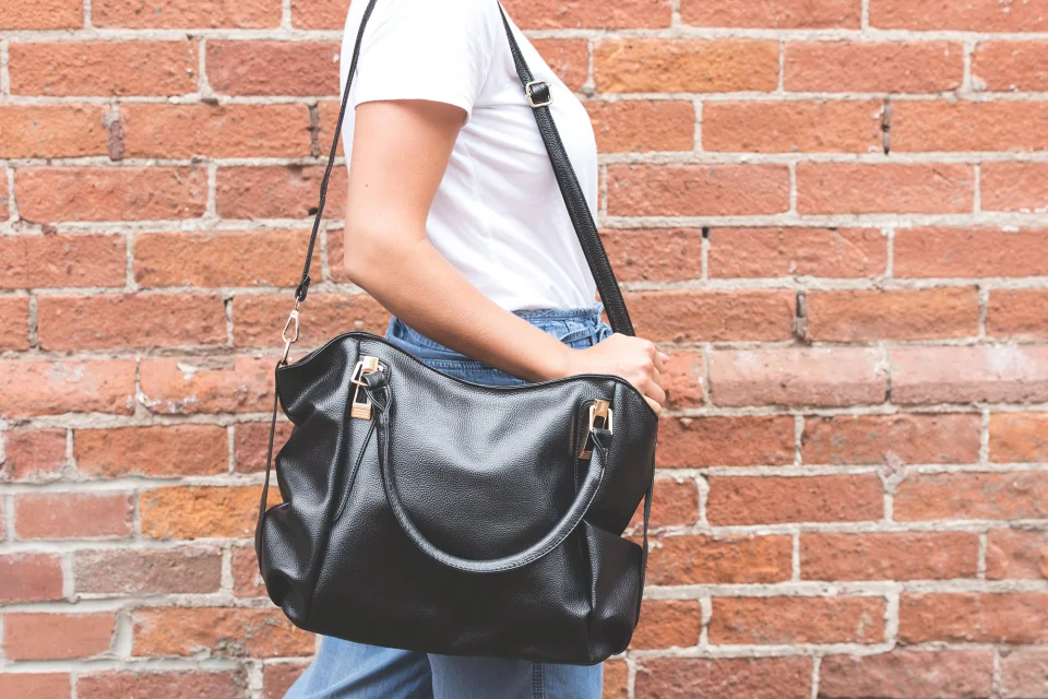 Black bag over the shoulder
